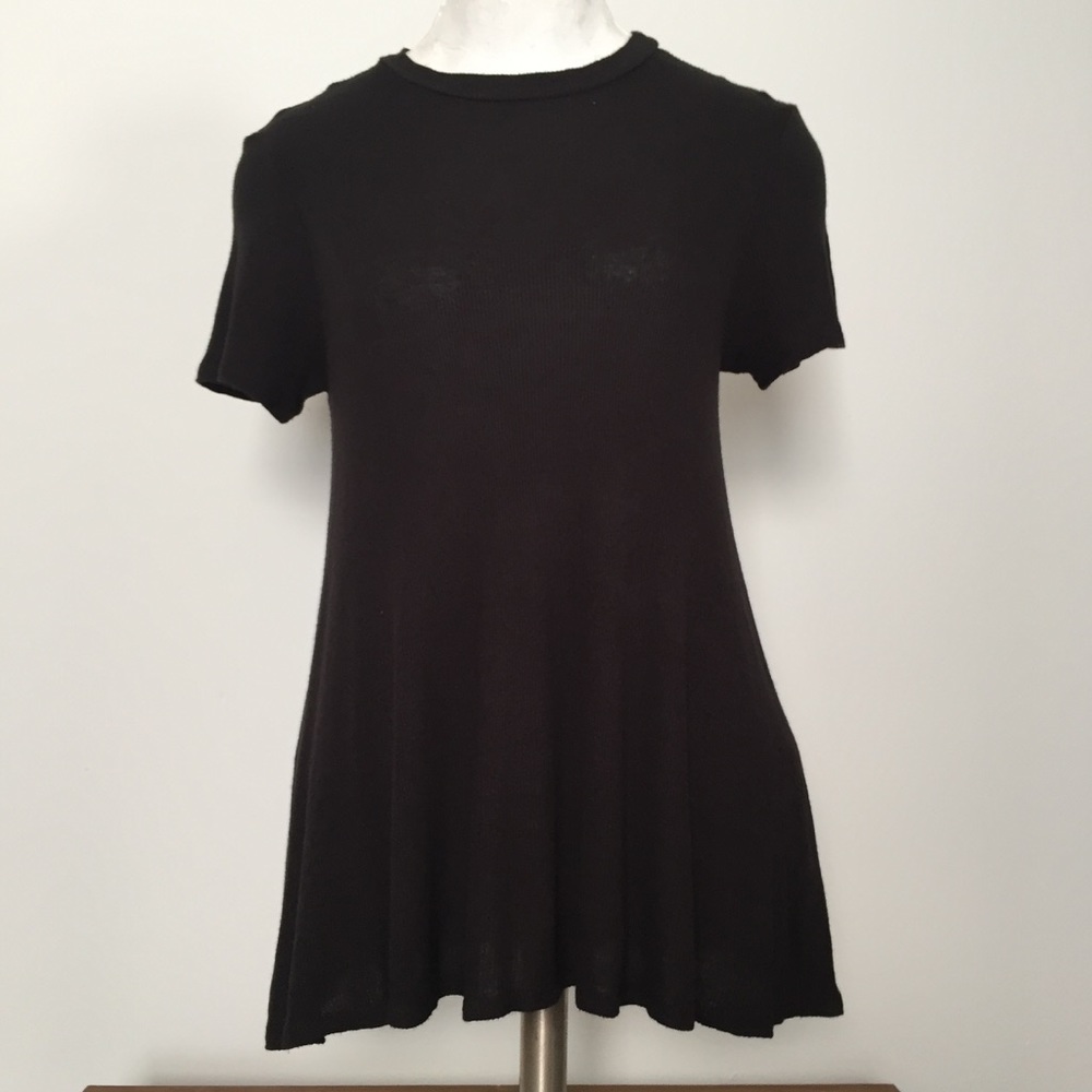 Ten Sixty Sherman Black Ribbed Crew Neck Top Sz M